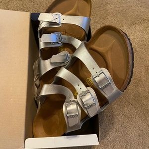 Silver Florida Birkenstocks NEW w/tags and box. Size 43